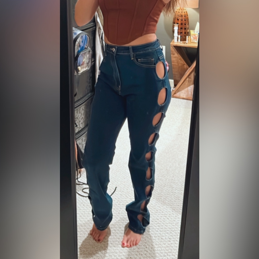 &acirc;Prettylittlething&acirc; Brand High Waisted Denim Jeans